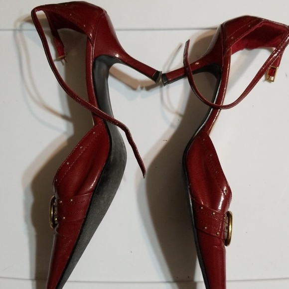 Diva Diva Red Ankle Strap Med Heel Pointy Toe 9 M - Picture 2 of 6